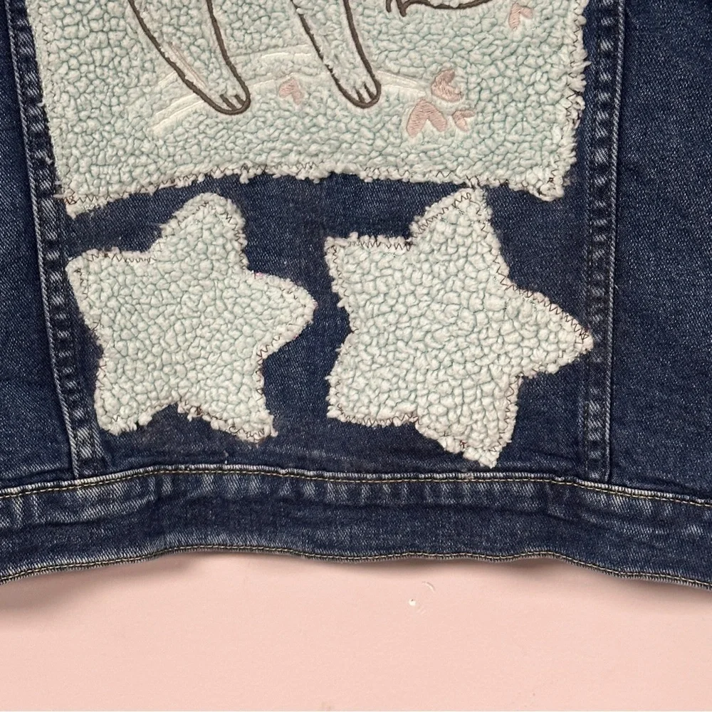 Stars and  a Sleeping Sloth on an Upcycled Denim Jacket  (Denim and Denim 18